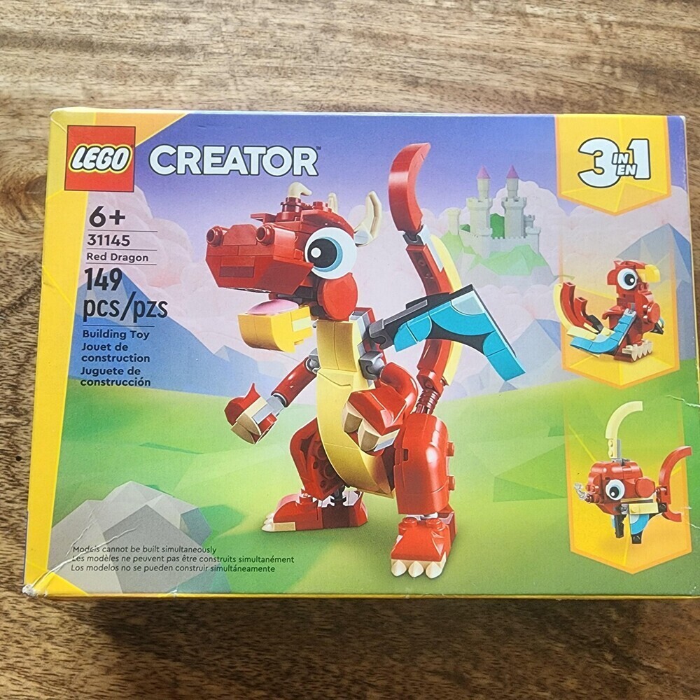 LEGO Creator 3 In 1 Red Dragon 31145 149 Pcs Building Toy Set 6+ New Box